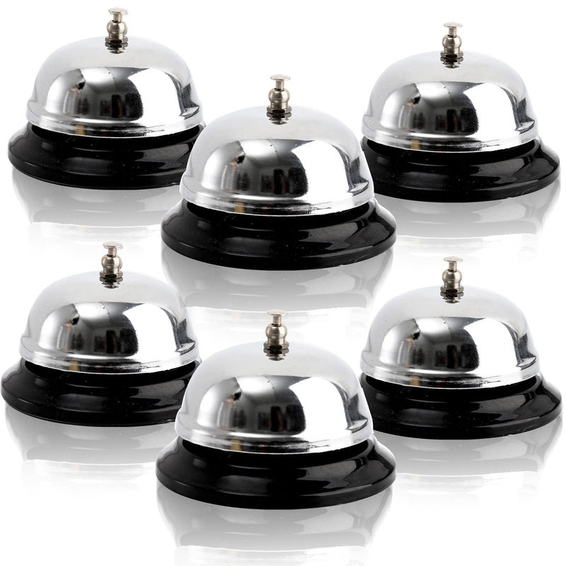 [Australia - AusPower] - Fasmov 6 Pack 3.4 Inch Diameter Call Bells, Chrome Finish Customer Service Bell, Desk Bell Service Bell for Hotels, Schools, Hospitals, Customer Service, Warehouses 