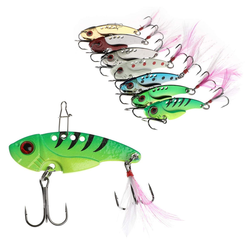 [Australia - AusPower] - WANBY Proven Explosive Color Special Spinner Spoon Swimbait Vibrating Jigging Freshwater Saltwater Fishing Lures with Hook Fishing Tackle for Trout Bass Salmon 7pcs 