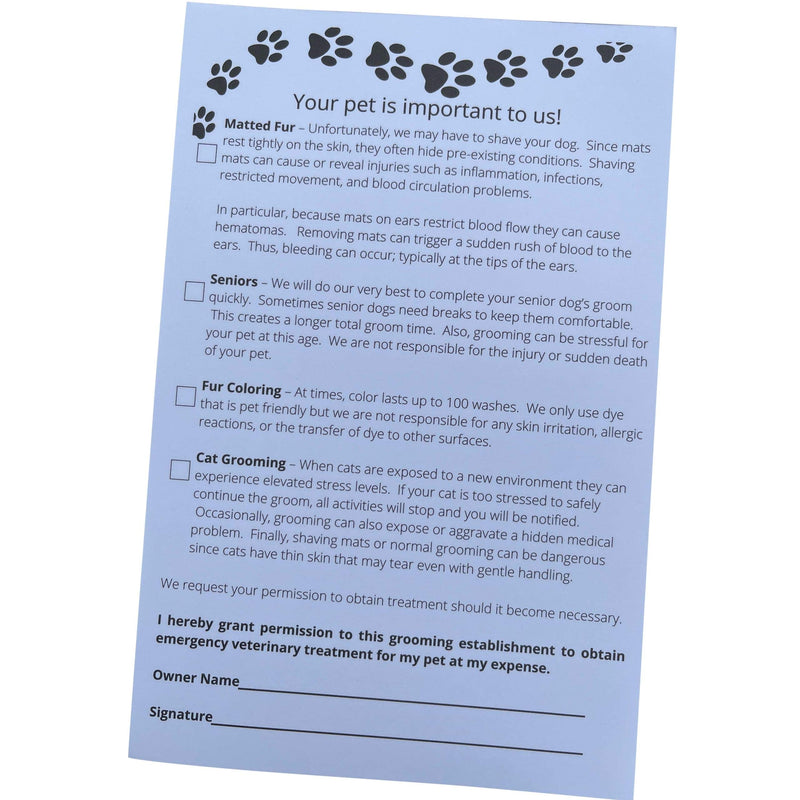 [Australia - AusPower] - Grooming Pet Release Forms (100 Sheets, 5.5" X 8.5") Addresses Matted Fur, Senior Dogs, Fur Coloring, and Cats 