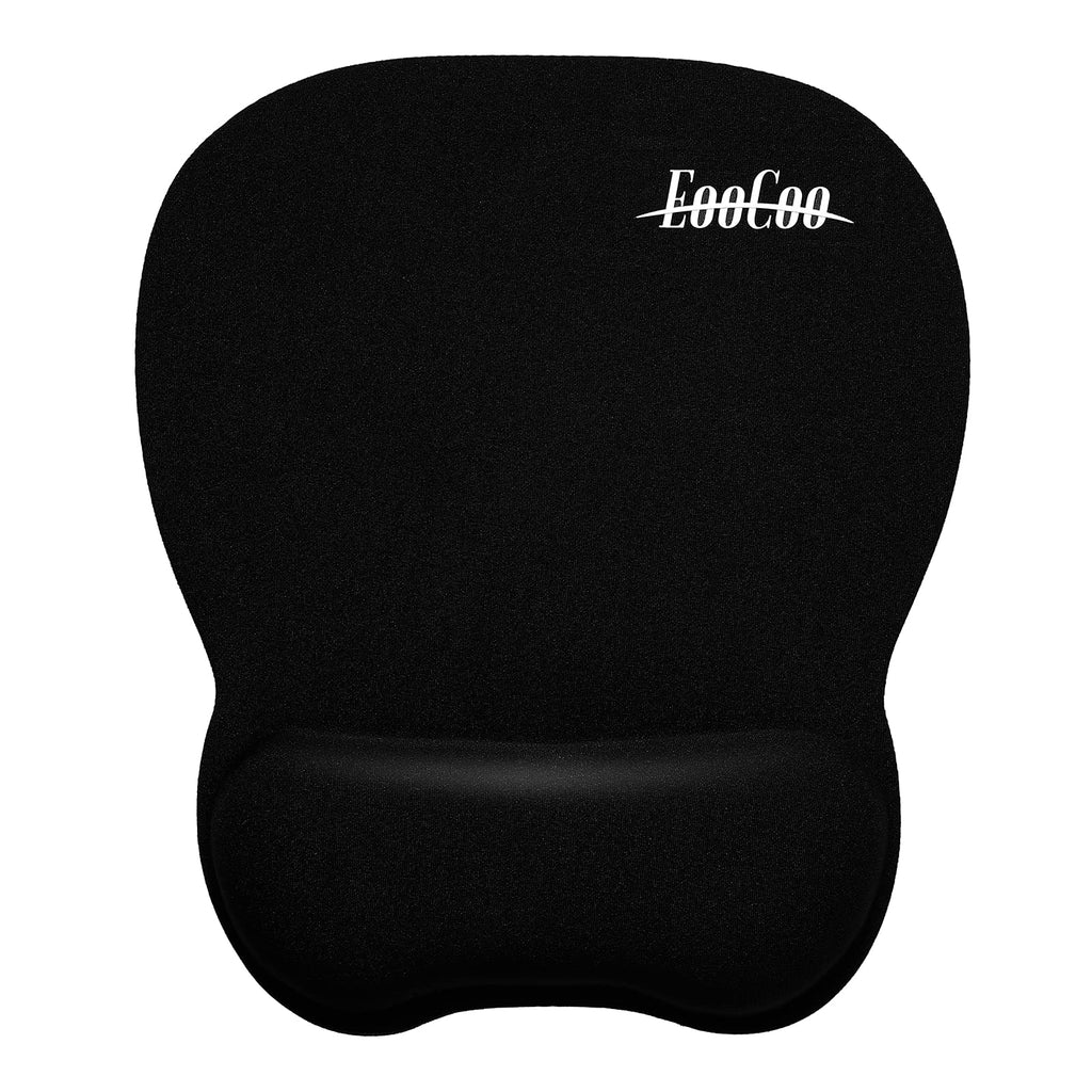 [Australia - AusPower] - EooCoo Ergonomic Mouse Pad with Wrist Support, Non-Slip Base Mouse Mat for Internet Cafe, Home & Office Memory Foam Black 