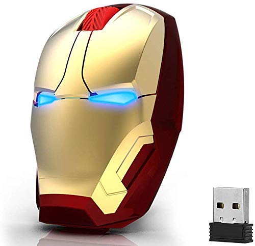 [Australia - AusPower] - Ergonomic Wireless Mouse Cool Iron Man Mouse 2.4 G Portable Mobile Computer Click Silent Mouse Optical Mice with USB Receiver, Multi-Color Choosing for Notebook PC Laptop Computer Mac Book (Gold) 