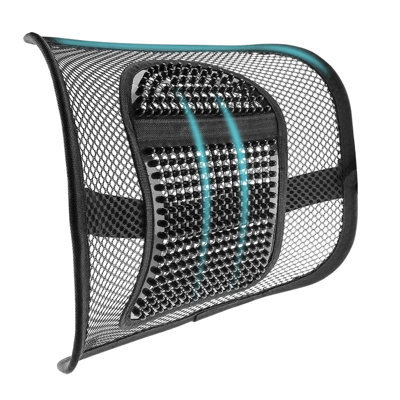 [Australia - AusPower] - Samyoung Mesh Back Lumbar Support, Back Support Seat Cushion with Breathable Mesh for Office Chairs Car 12” x 16” Black 