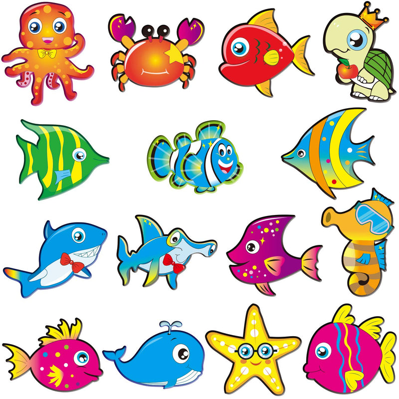 [Australia - AusPower] - 60 Pieces Sea Animals Cut-Outs Fish Classroom Accents Cutouts Ocean Themed Party Cutouts Classroom Decoration Cutouts with 120 Pieces Adhesive Dots for Classroom Bulletin Board 