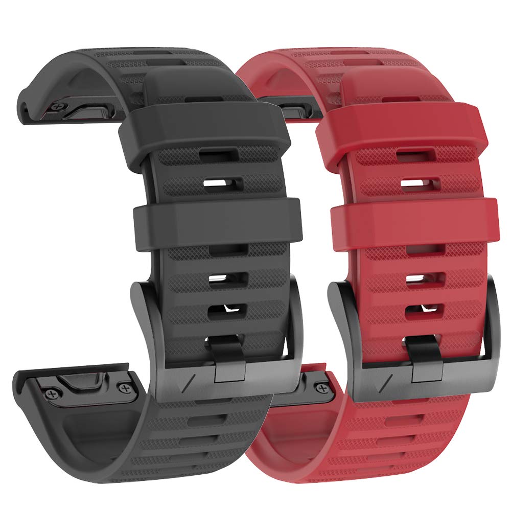 [Australia - AusPower] - ISABAKE Replacement Band for Fenix 6 Fenix 6 Pro,Quick Fit 22mm Watch Strap Wristbands,Compatible with Fenix 5 Plus Fenix 5 Forerunner 935 Forerunner 945 Approach s60 Quatix 5 Smartwatches(Black/Red) Black/Red 