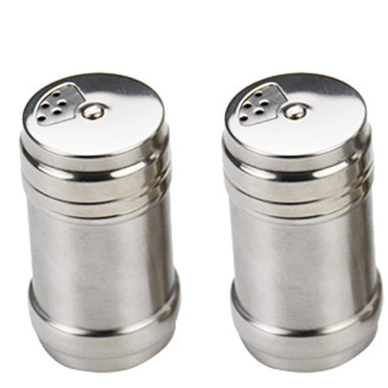 [Australia - AusPower] - 2 Pieces Stainless Steel Salt Spice Sugar Pepper Flavour Bottles Shaker Spice Bottle Airtight Spice Shaker with Top Rotatable Seasoning Shaker Kitchen Gadget,Small Size, Silver 