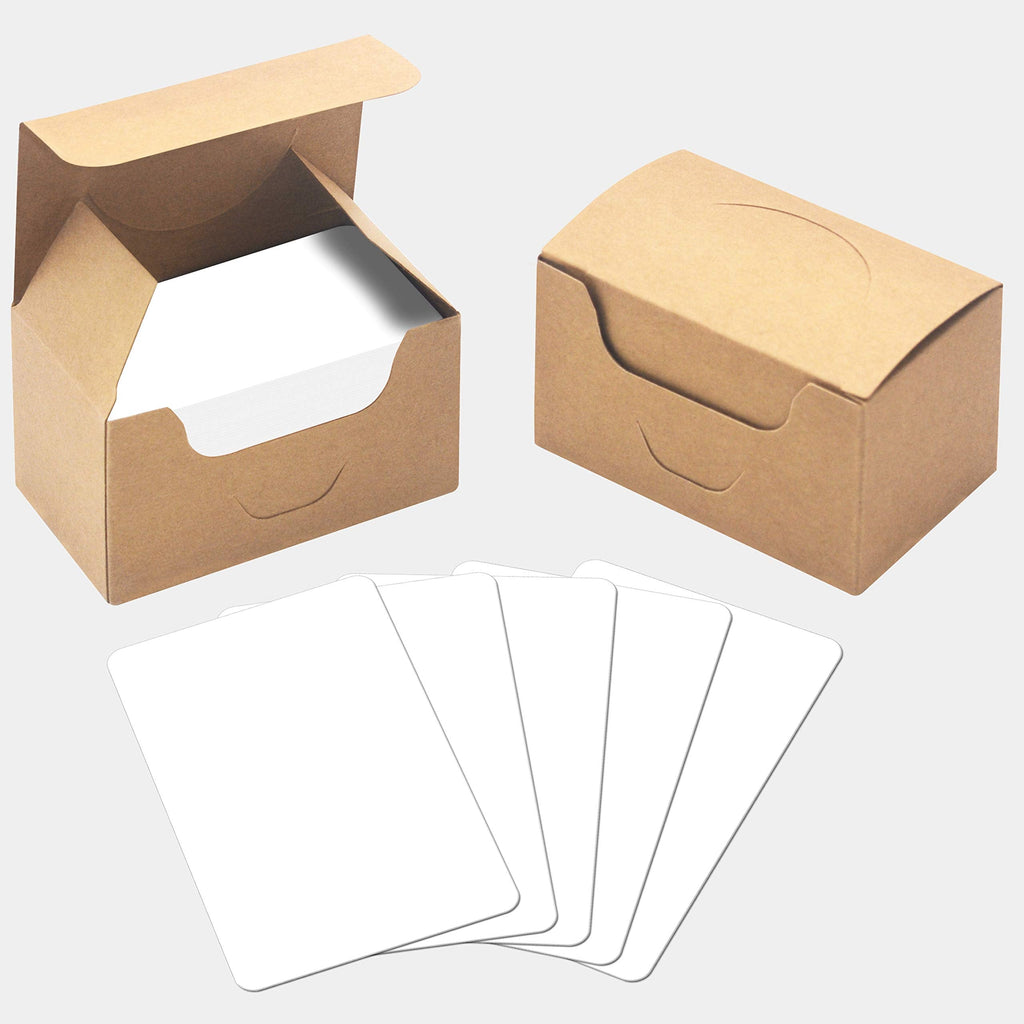 [Australia - AusPower] - 200 PCs Blank White Kraft Paper Round Corner Flash Word Message Gift Index Card (3.5” X 2.1”) 