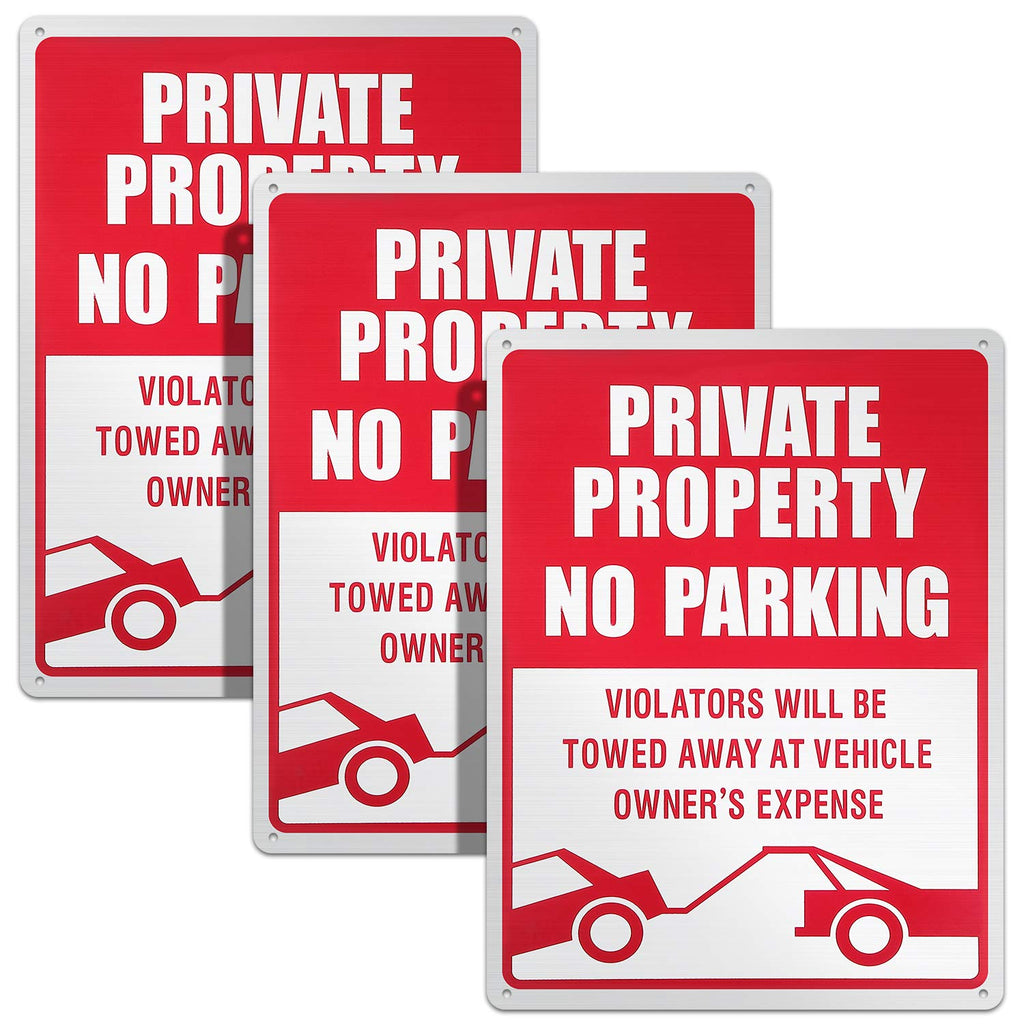 [Australia - AusPower] - 3 Pieces No Parking Sign Private Property Sign Violators Will Be Towed Sign Aluminum Sign Rust Free Weatherproof Indoor and Outdoor Use, 10 x 14 Inches 