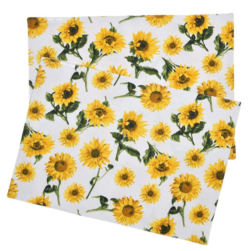 [Australia - AusPower] - Urban Villa, Sunflower Print,100% Cotton Fused Place Mats,14''x 20'' Over Sized,Set of 6 Every Day Use,Heavier Quality Set of 6 