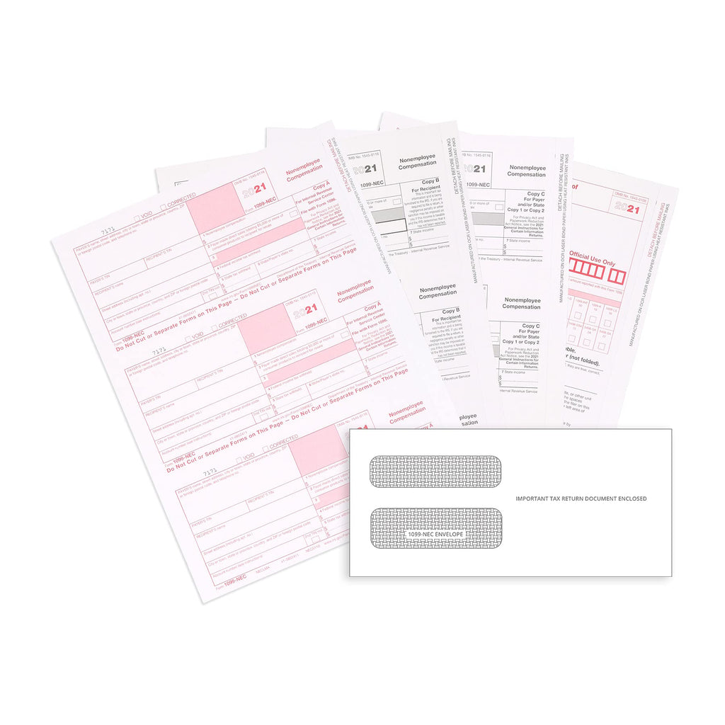 [Australia - AusPower] - Blue Summit Supplies 1099 NEC Tax Forms 2021 with 25 Self Seal Envelopes, 25 4 Part Tax Forms Kit, Compatible with QuickBooks and Accounting Software 