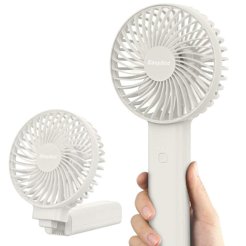 [Australia - AusPower] - Handheld Fan, EasyAcc 2022 Upgraded Portable Fan [ 4 Speed Quiet Powerful Hand Fan] 3-17 Hours Battery Operated Fan, One Touch Power Off Foldable USB Desk Fan Personal Fan for Home Travel Outdoor 3-17 Working Hours White 