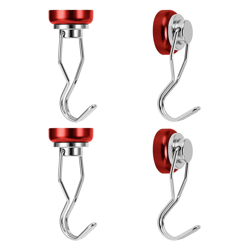 [Australia - AusPower] - Ant Mag Swivel Magnetic Hooks 50lbs Heavy Duty Grill Magnet Hooks 4 Pack with Scratch Proof Stickers Great for Home Refrigerator Kitchen Store Grill BBQ Office Warehouse (Red) Red 