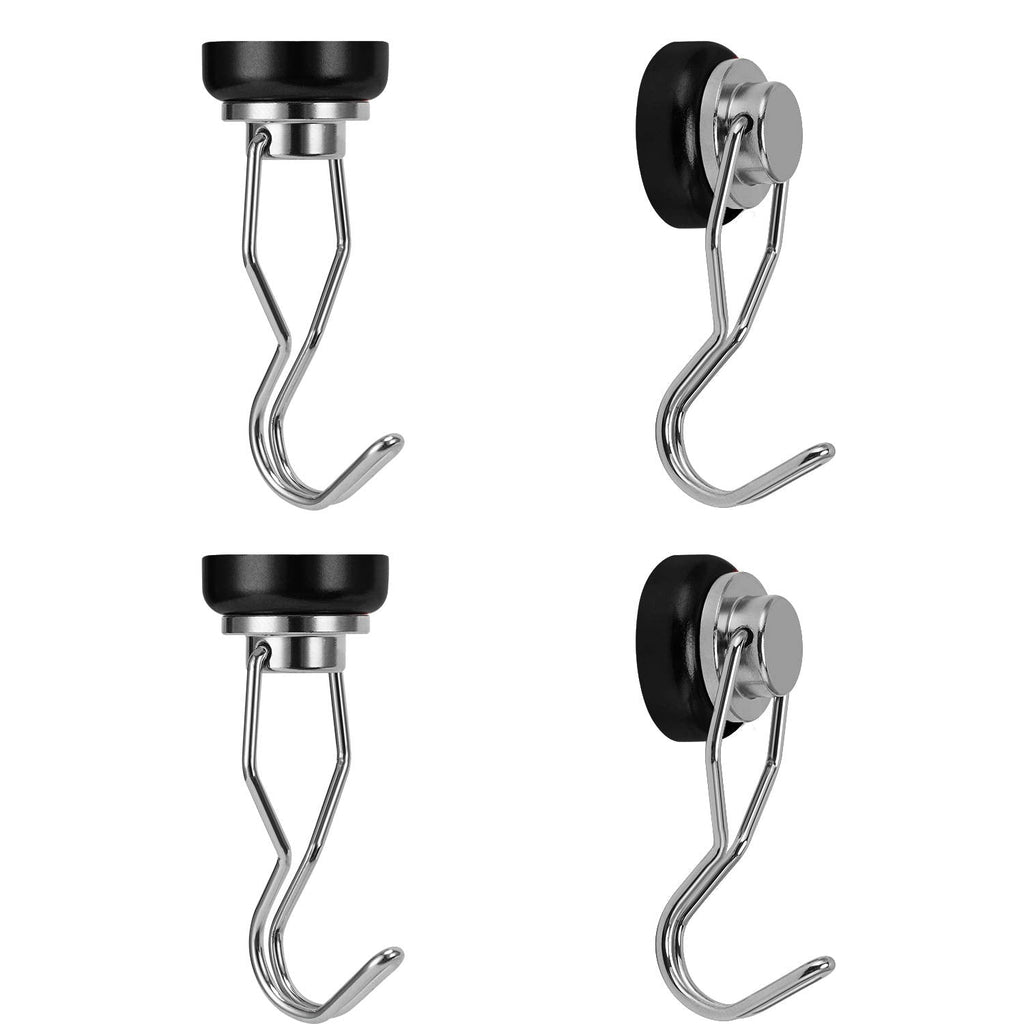 [Australia - AusPower] - Ant Mag Swivel Magnetic Hooks 50lbs Heavy Duty Grill Magnet Hooks 4 Pack with Scratch Proof Stickers Great for Home Refrigerator Kitchen Store Grill BBQ Office Warehouse (Black) Black 