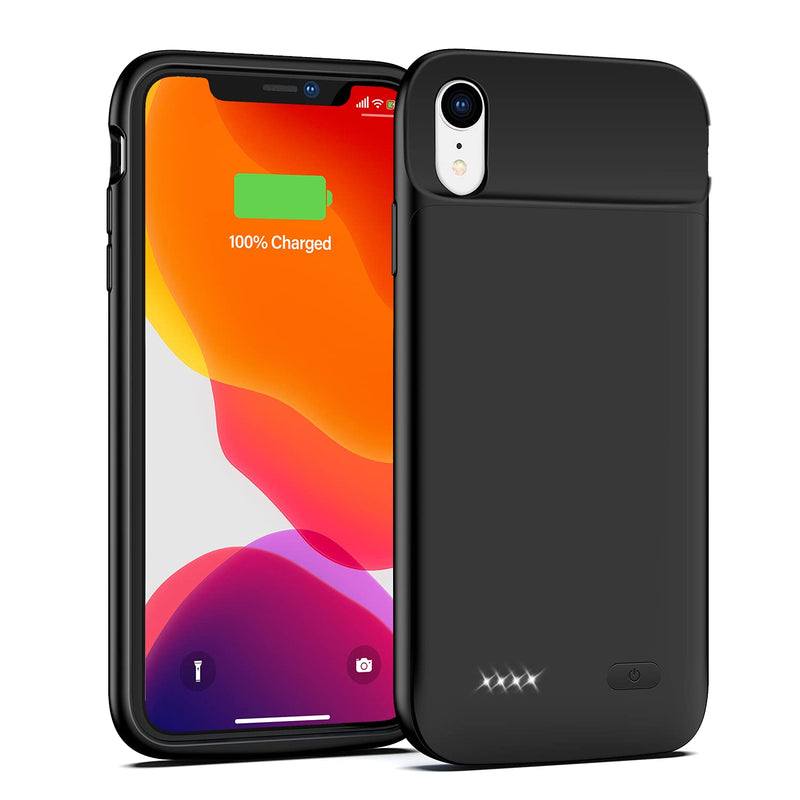 [Australia - AusPower] - Lonlif Battery Case for iPhone XR, 5000mAh Protective Charging Case Portable Rechargeable Battery Pack Extended Slim Charger Backup Power Bank(6.1 inch)-Black Black 