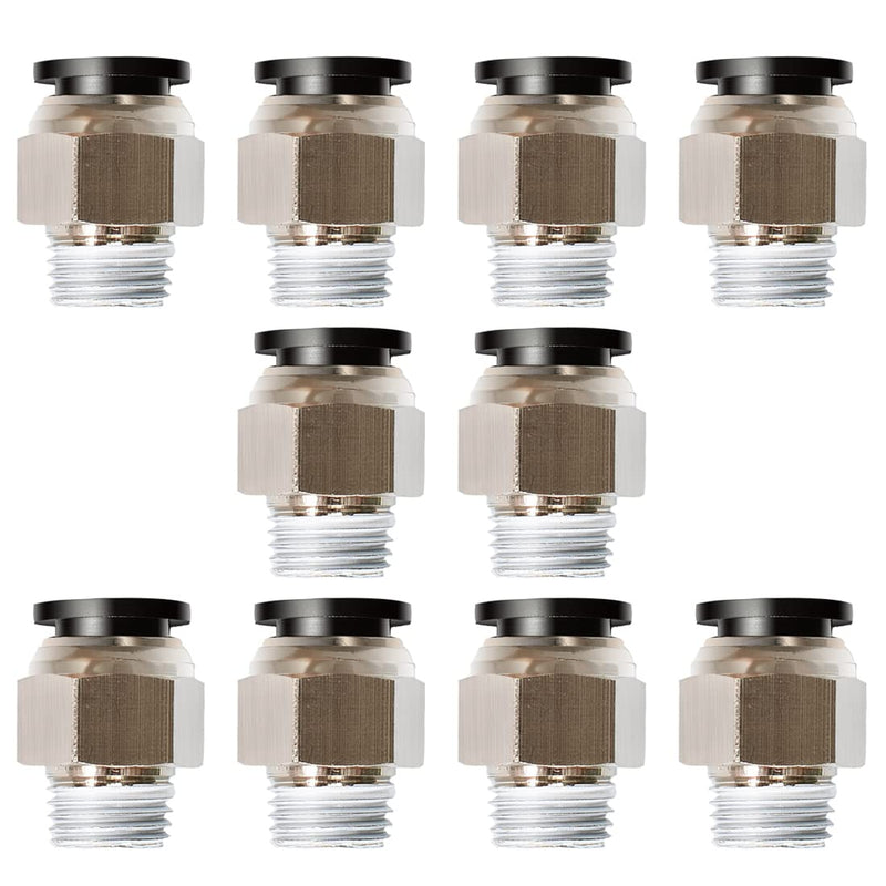 [Australia - AusPower] - Beduan Push to Connect Fitting, 3/8" Tube OD x 3/8" NPT Thread Male Straight Pneumatic Air Fitting (Pack of 10) 3/8"OD-3/8"NPT 