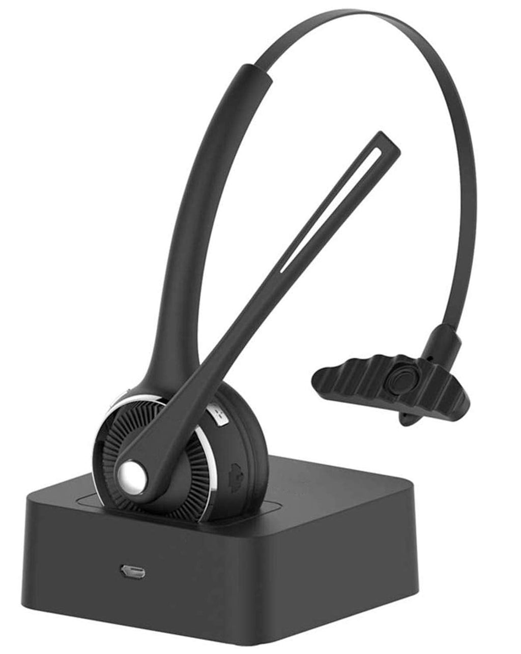 [Australia - AusPower] - Office Headset with Mic,Wireless Bluetooth Headphone,Noise Cancelling Trucker Bluetooth Headset,Handsfree Headset with Charging Dock for Call Center,Home,Smartphones,PC 