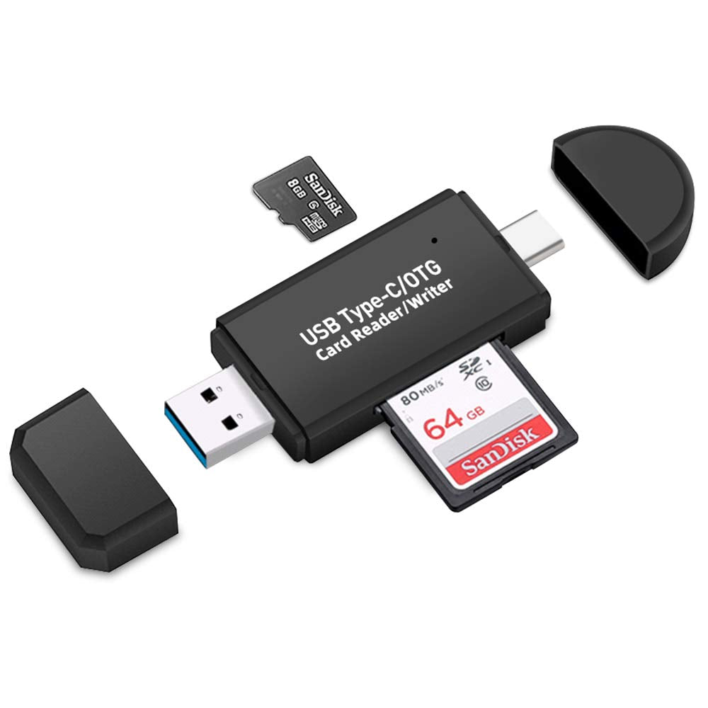 [Australia - AusPower] - 2 in 1 High-Speed Portable Memory Card Reader SD 3.0 Transport Protocol, SD Card Reader USB 3.0 to SDXC, SDHC, SD, MMC, RS-MMC, Micro SDXC, Micro SD, Micro SDHC Card and UHS-I 2 in 1 (Type-c / USB 3.0) 