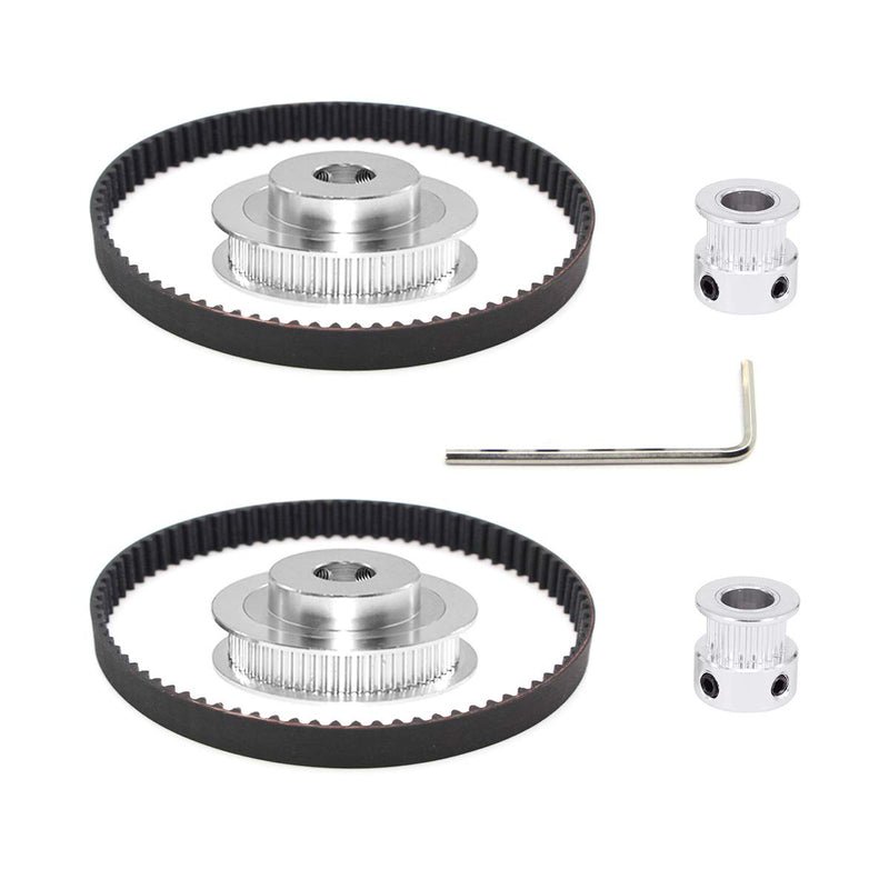 [Australia - AusPower] - Befenybay 2Kit 2GT Synchronous Wheel 20&60 Teeth 8mm Bore Aluminum Timing Pulley with 2pcs Length 200mm Width 10mm Belt (20-60T-8B-10) 20-60T-8B-10 