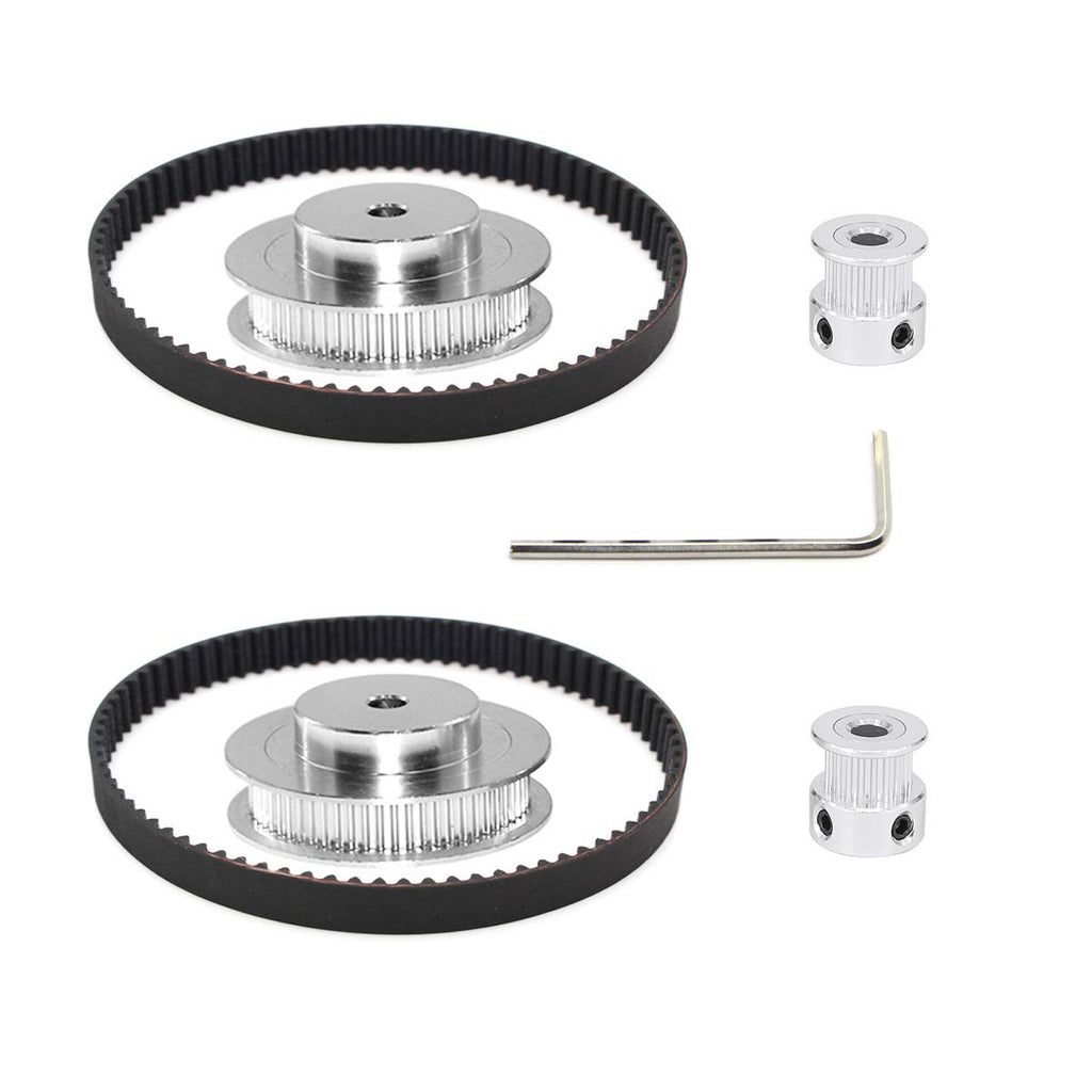 [Australia - AusPower] - Befenybay 2Kit 2GT Synchronous Wheel 20&60 Teeth 5mm Bore Aluminum Timing Pulley with 2pcs Length 200mm Width 10mm Belt (20-60T-5B-10) 20-60T-5B-10 