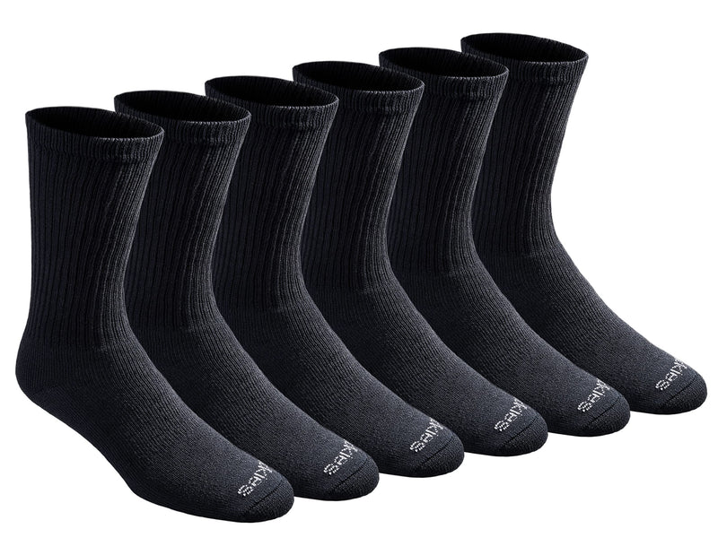 [Australia - AusPower] - Dickies Men's Dri-tech Moisture Control Crew Socks Multipack Shoe Size: 12-15 Solid Black (6 Pairs) 