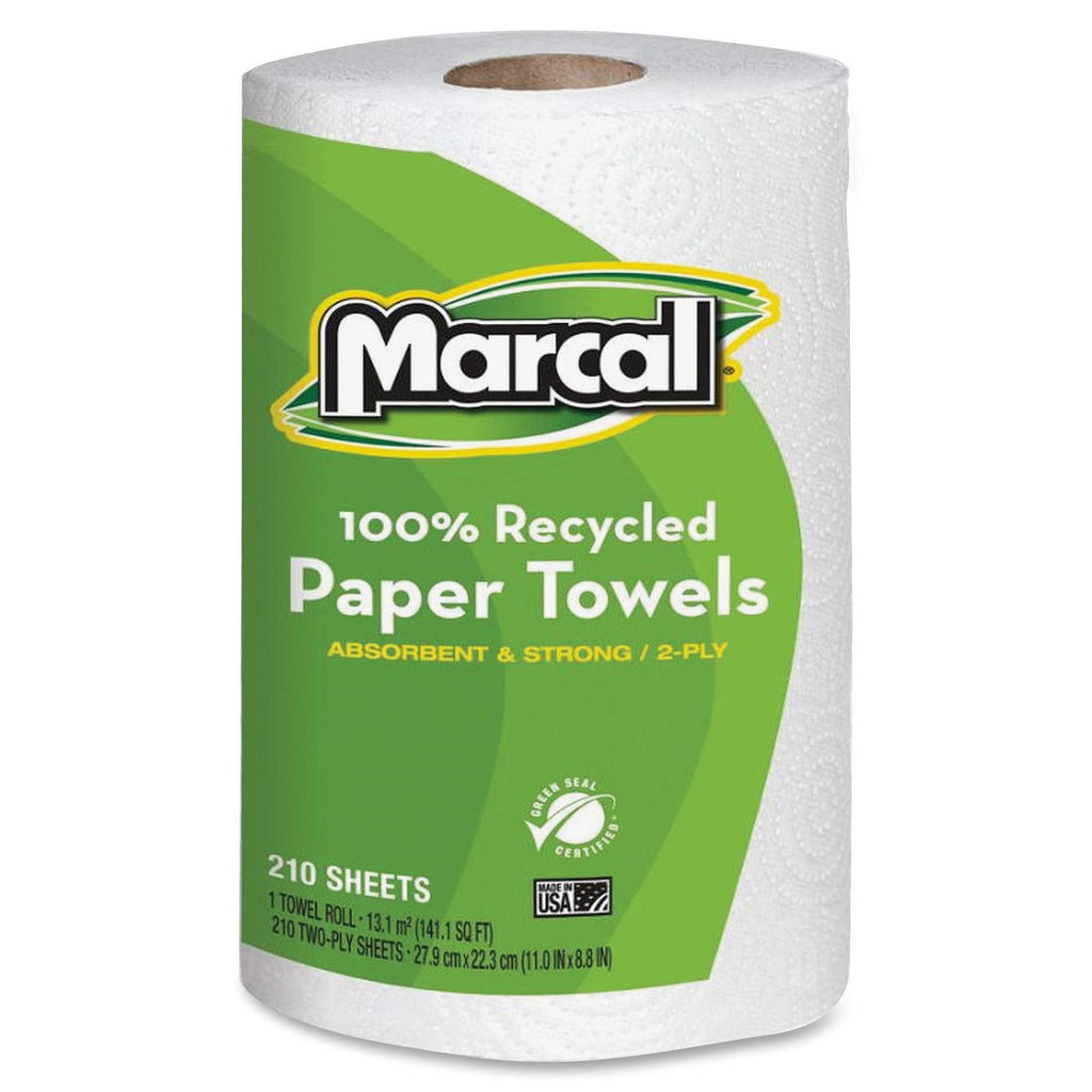 [Australia - AusPower] - 2-Ply 100% Recycled, Jumbo Roll Paper Towels - 210 Sheets/Roll - White, 1 Roll 