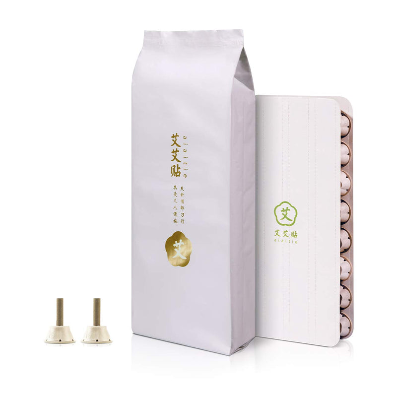 [Australia - AusPower] - AIAITIE 64 Pcs/Bag Premium Stick on Moxa for Moxibustion Pure Wild Mugwort Acupuncture 