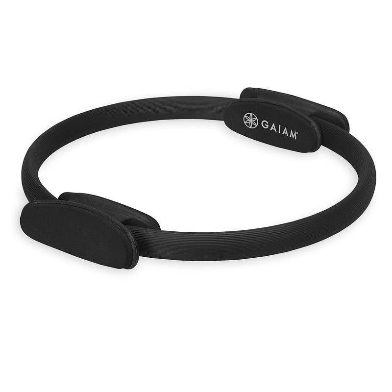 [Australia - AusPower] - Gaiam Pilates Ring 15" Fitness Circle - Lightweight & Durable Foam Padded Handles | Flexible Resistance Exercise Equipment for Toning Arms, Thighs/Legs & Core, Black 