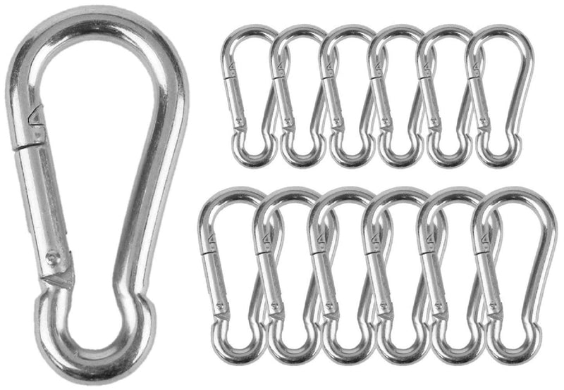 [Australia - AusPower] - Branded Boards Heavy Duty Bushcraft Stainless Steel Carabiner Spring Snap Clip Link Hooks. 200-400lb Load. 6 Packs 12 Packs 