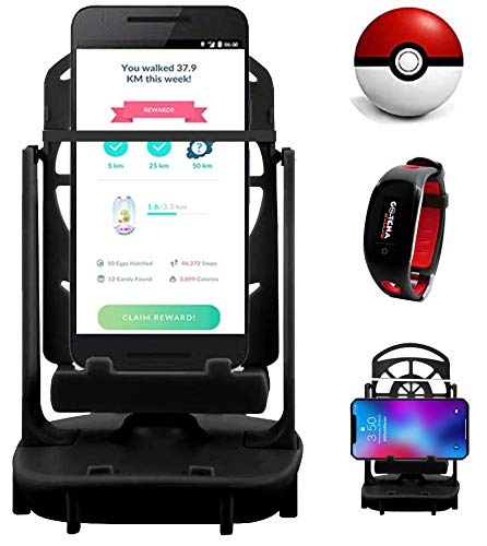 [Australia - AusPower] - Phone Swing Step Counter Pedometer Compatible with Pokemon Go Poke Ball Plus Cellphone Accessories with USB Cable High Silent Version for Walking (Support 2 Phones Under 7.2 Inch) Black 