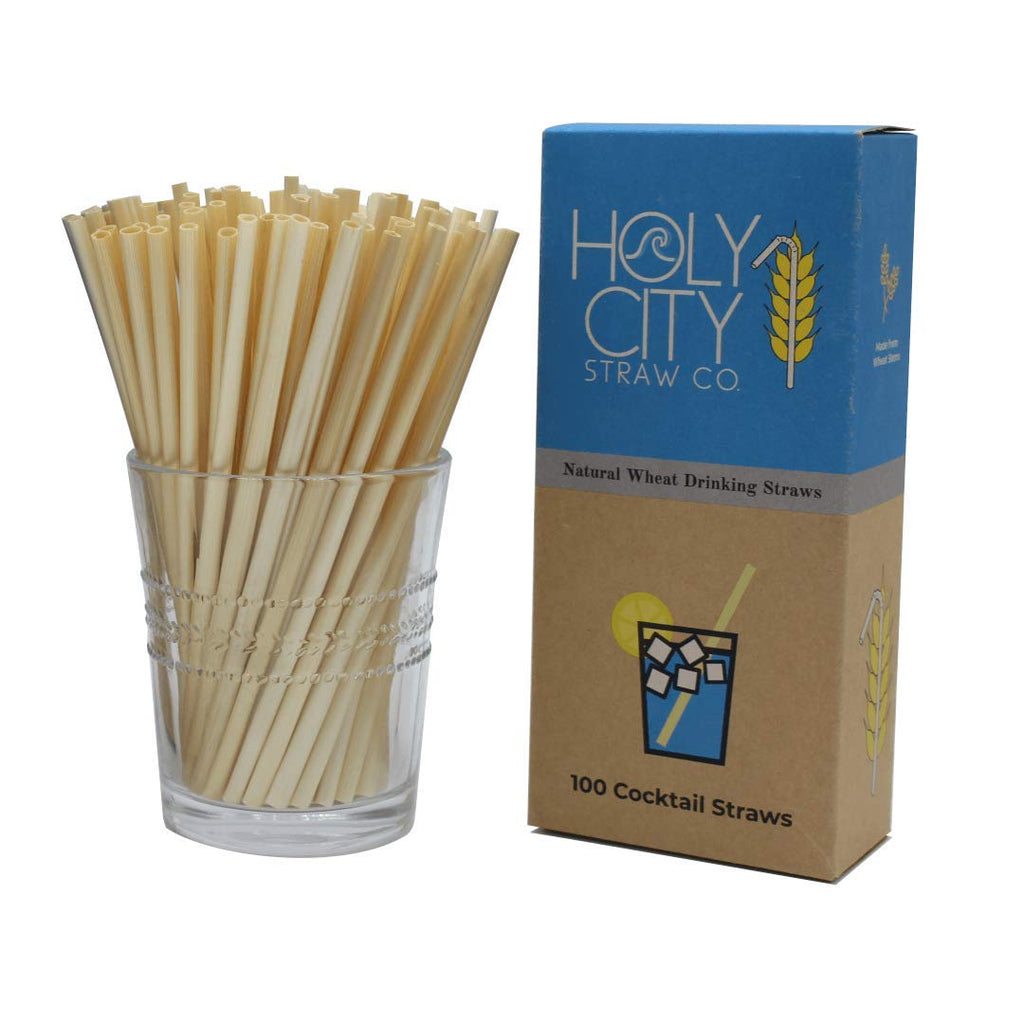 [Australia - AusPower] - Premium Cocktail Wheat Straws | Box of 100, 5.75 inch | 100% Biodegradable, 100% Bio-Based, Plastic Free, Never Soggy, Zero Manufacturing | More Eco-Friendly than Paper, Plastic & Bioplastic Straws 5.75 inch length, 4.5-6mm diameter 