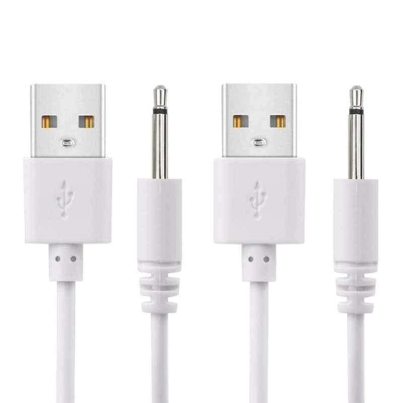 [Australia - AusPower] - 2 Pack 2.7ft Replacement DC Charging Cable, USB to DC 2.5mm Fast Charger Cord Adapter - 2.5mm (This is NOT Barrel Jack) White 