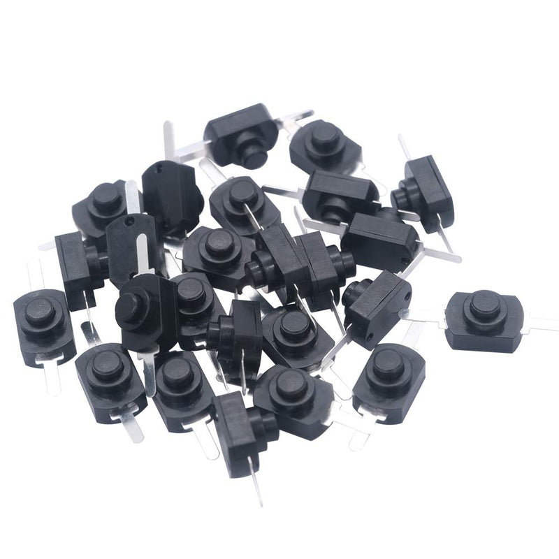 [Australia - AusPower] - mxuteuk 50pcs Black Latching Mini ON/Off Switch Self-Lock Micro Push Button Switch DC 30V 1A for Light Lamp Wall Outlet DIY SMD Flashlight Type BK-1208 