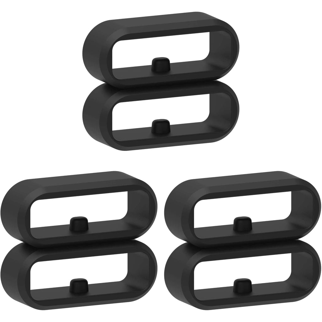 [Australia - AusPower] - Fastener Ring Compatible with Fitbit Versa/Versa 2 Smartwatch Silicone Replacement Fastener Loop Band Keeper Anti-Slip Black Holder Connector Security Loop Rings Strap Accessories(6-pack black) 