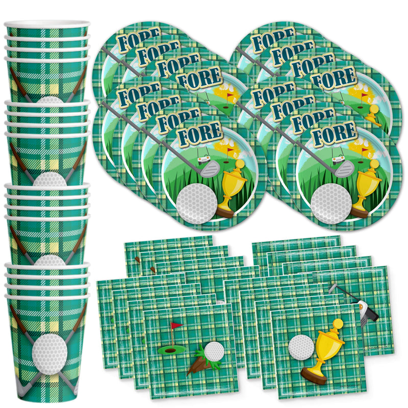 [Australia - AusPower] - Golf Sports Birthday Party Supplies Set Plates Napkins Cups Tableware Kit for 16 