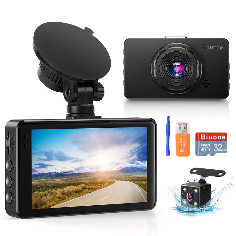 [Australia - AusPower] - Dash Camera for Cars, Super Night Vision Dash Cam Front and Rear with 32G SD Card, 1080P FHD DVR Car Dashboard Camera with G-Sensor, WDR, Parking Monitor, Loop Recording, Motion Detection 【2022】 