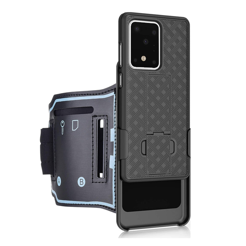 [Australia - AusPower] - Samsung Galaxy S20 Ultra 5G Sport Armband, 180° Rotative Holster, Open Face Armband Ideal for Fitness Apps. Hybrid Hard case Cover with Sport Armband Combo for Sports Jogging Exercise (S20 Ultra) 