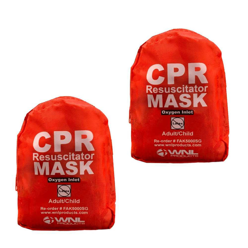 [Australia - AusPower] - WNL Products CPR Rescue Mask, Adult/Child Pocket Resuscitator, Soft Case Kit with Belt Clip 2 Pack 