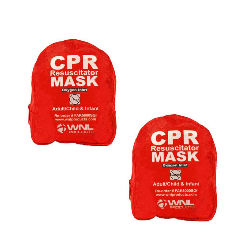 [Australia - AusPower] - WNL Products CPR Rescue Mask, Adult/Child & Infant Pocket Resuscitator, Soft Case Kit with Belt Clip 2 Pack 