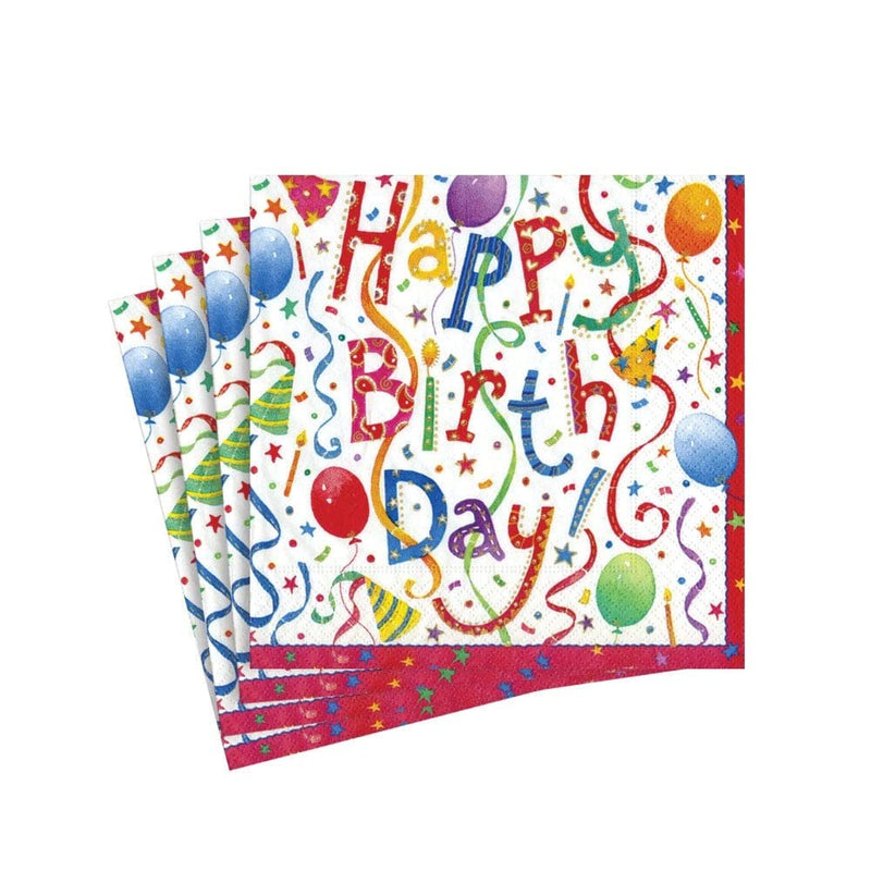 [Australia - AusPower] - Caspari Happy Birthday Paper Cocktail Napkins - Two Packs of 20 2 