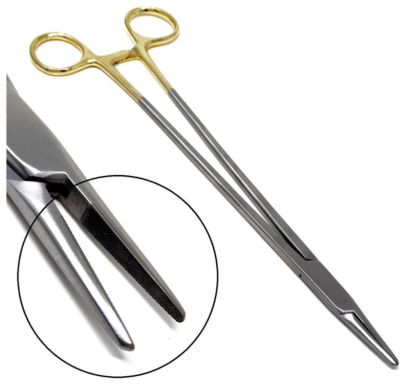 [Australia - AusPower] - TC Baumgartner Needle Holder Driver 10" with Tungsten Carbide Inserts and Gold Rings with Locking Mechanism, Premium Quality 