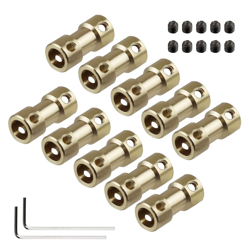 [Australia - AusPower] - Xnrtop 3mm to 5mm Brass Connector Copper Motor Flexible Shaft Coupling Joint Connector With Screws for RC Model Motor (10 of Pack) 