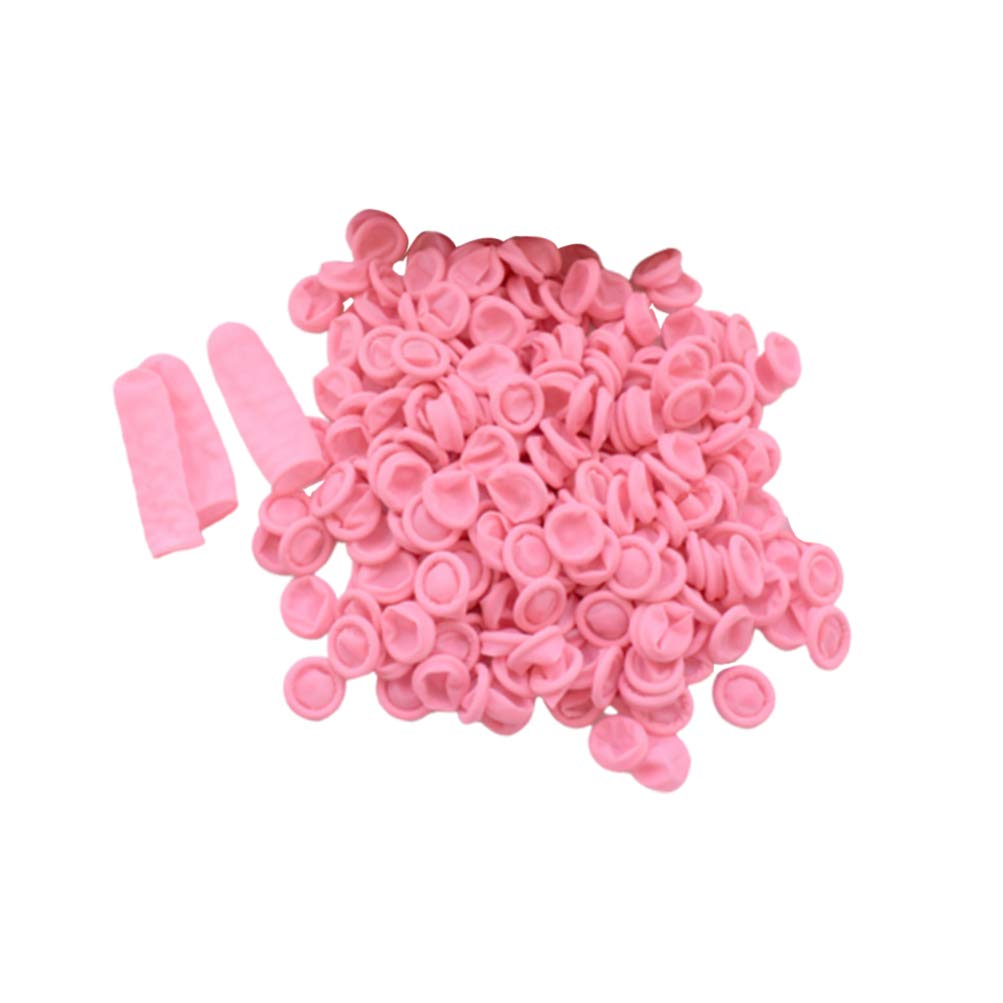 [Australia - AusPower] - Exceart 600Pcs Finger Cots Disposable Finger Protectors Latex Finger Sleeve Fingertip Covers for Home and Anti-Static Finger Cots (Pink) 