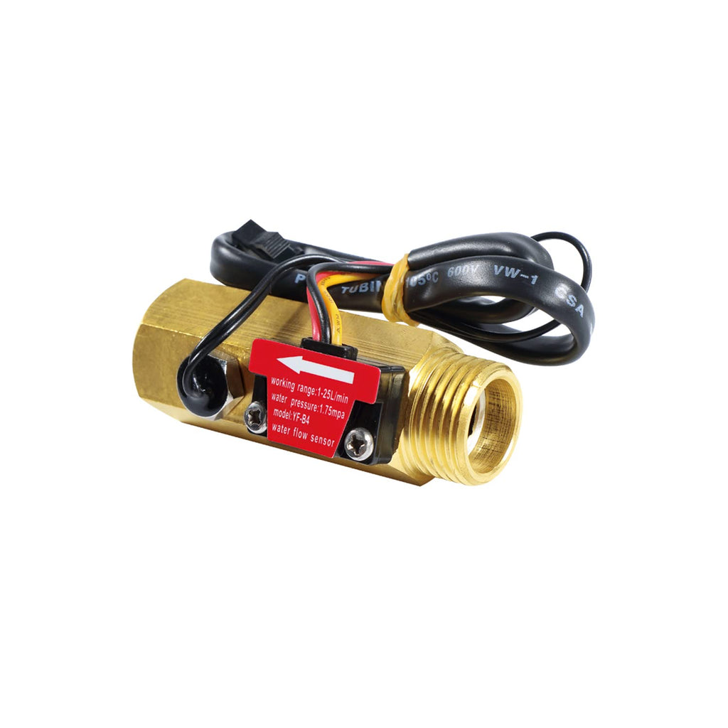 [Australia - AusPower] - GREDIA G1/2" Water Flow Sensor Thread Female to Male Brass Switch Hall Effect Liquid Flowmeter Fluidmeter Counter BSP with Temperature Sensor 1-25L/Min（66 mm in Total Length） G1/2" 66 mm 