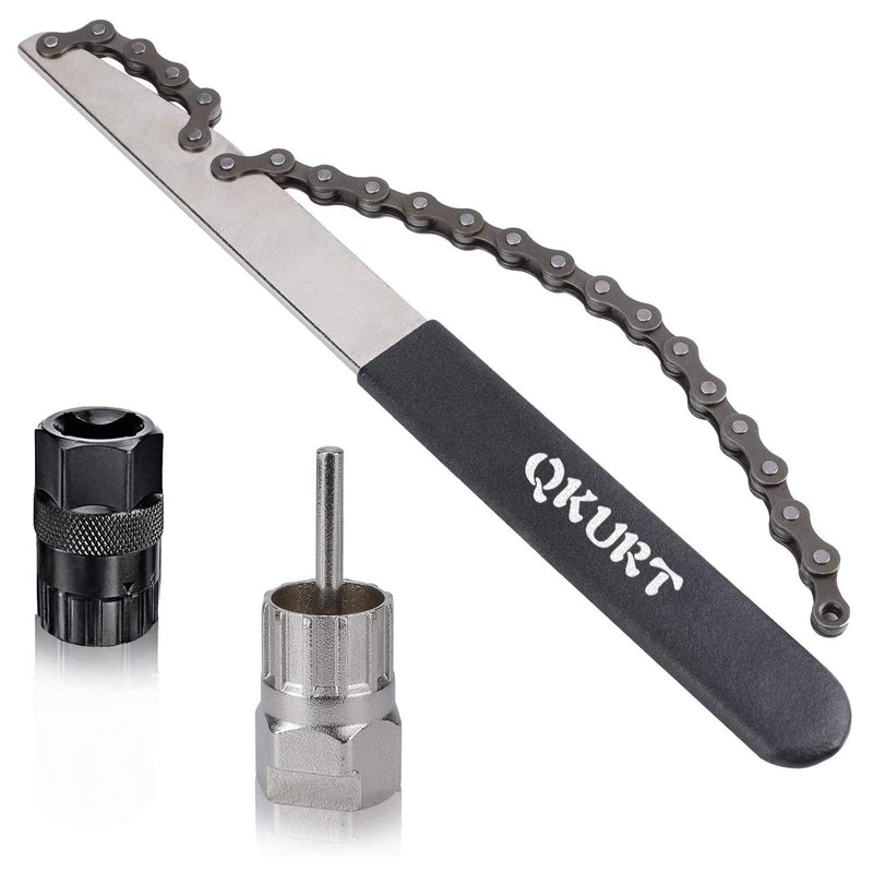 [Australia - AusPower] - QKURT Bike Chain Whip Tool Kit, 3PCS Cycle Cassette Removal Tool Fit for 7,8,9,10,11,12 Speed Chains 
