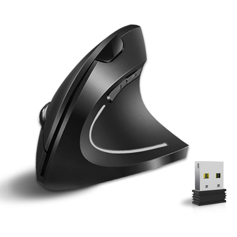 [Australia - AusPower] - Vassink Ergonomic Mouse, Rechargeable Wireless Mouse, 2.4GHz Rechargeable Wireless Vertical Optical Mice with USB Receiver, 6 Buttons, 800/1200/1600 DPI, for Laptop, PC, Computer Black 