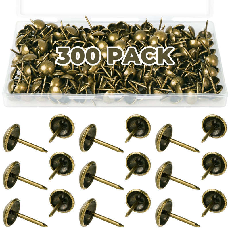 [Australia - AusPower] - 300-Pack Antique Upholstery Tacks 7/16’’(11×17mm) Furniture Sofa Thumb Tacks Nails Pins Assortment Kit in Storage Box for Upholstered Furniture,Cork Board,DIY Projects,Home Decor,Bronze Jetmore 