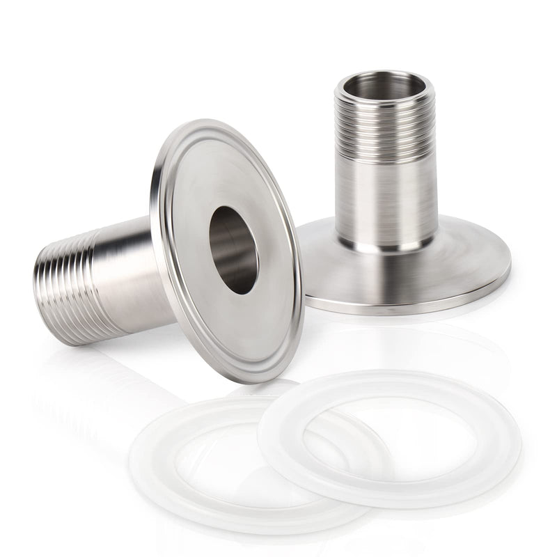 [Australia - AusPower] - TAISHER 2PCS 1.5" Tri Clamp to 1" NPT Male Stainless Steel Sanitary Fitting Home Brew Connector (Ferrule OD 50.5mm) 1 Inch 
