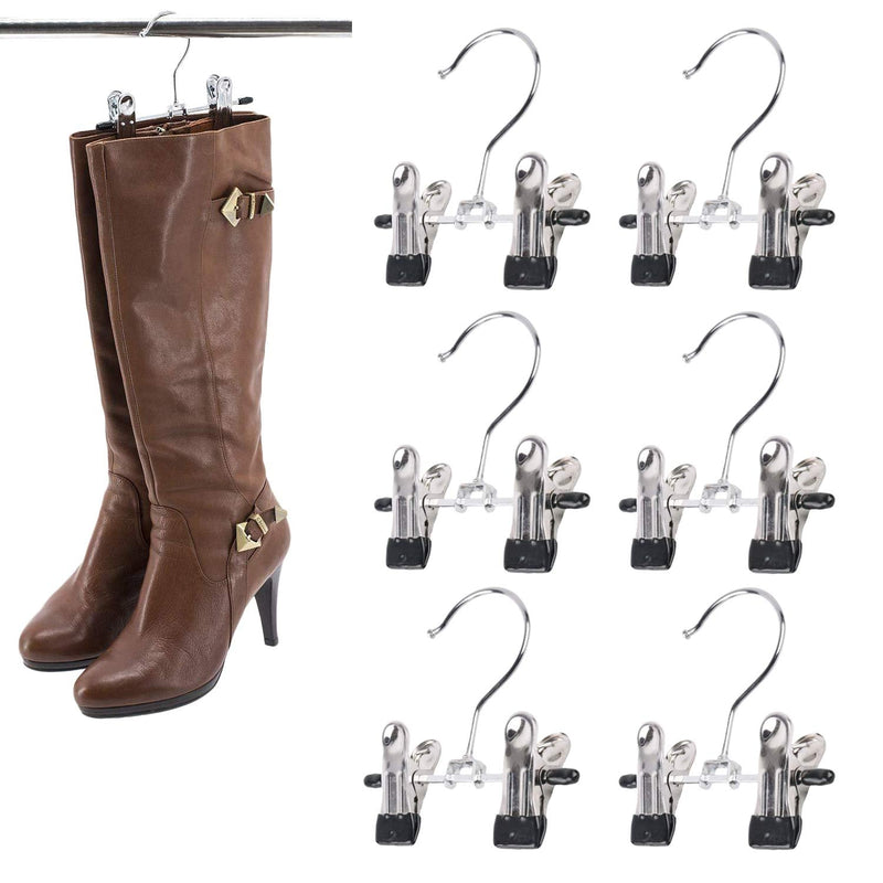[Australia - AusPower] - SUNTRADE Double Adjustable Clips Boots Hangers,Space Saving Boots Socks Bags Hanging Clips Boot Holder Boot Organizer,Set of 6 