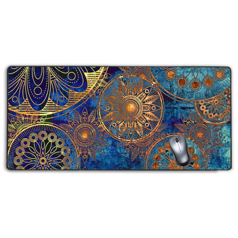 [Australia - AusPower] - Stitched Edges Large Gaming Mouse Pad,Extended Mousepad with Non-Slip Rubber Base for Laptop Desktop Computer Keyboard Mat - Rose Gold Mandala 