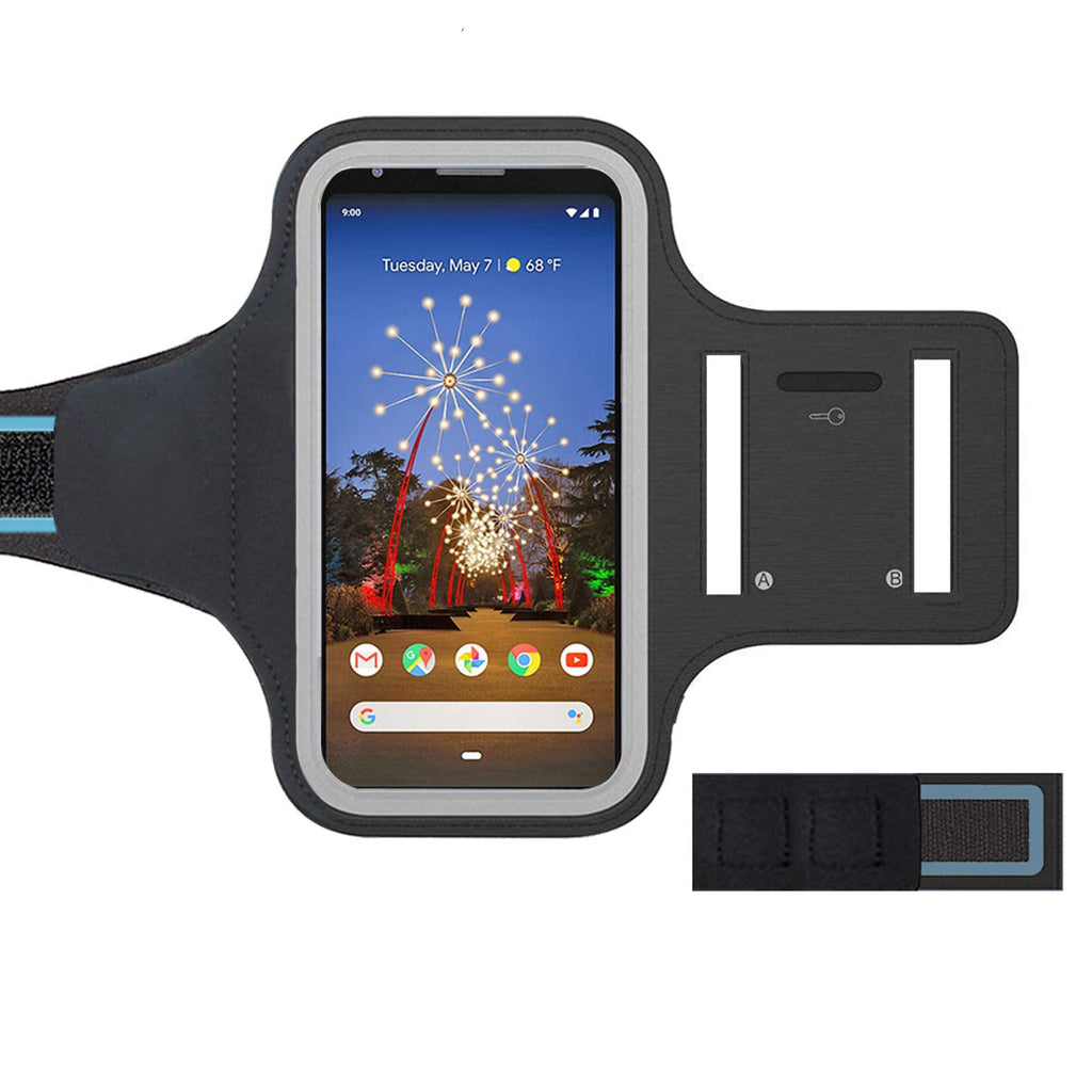 [Australia - AusPower] - ZLFTYCL New Sports Armband for Google Pixel 3a, Lightweight Skin-Friendly Sweatproof Adjustable Running Armband with Key Holder and Earphone Slot, Perfect for Jogging, Gym, Hiking (Black) 