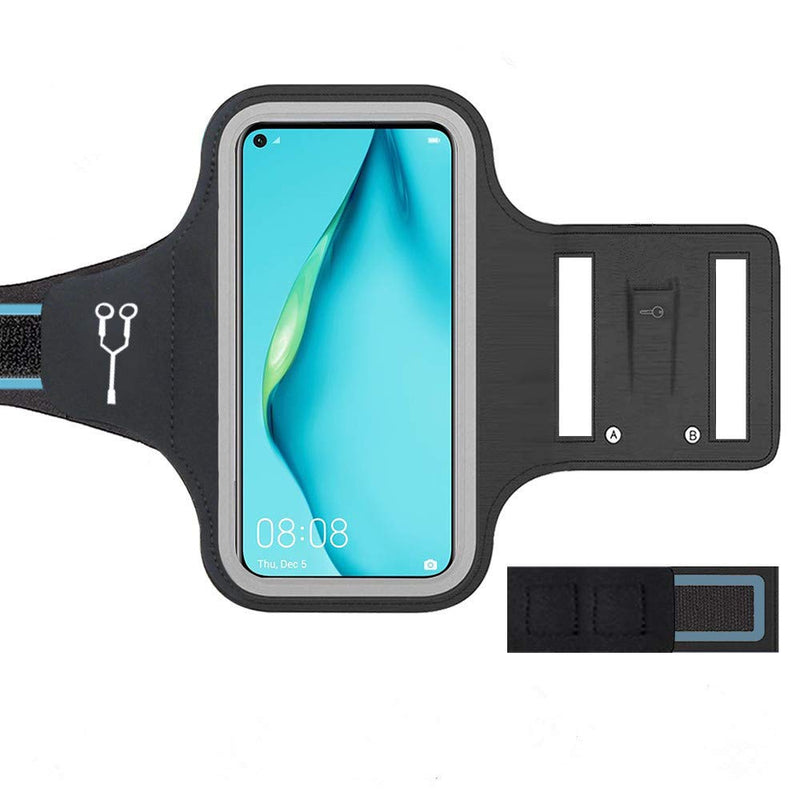 [Australia - AusPower] - ZLFTYCL New Sports Armband for Huawei P40 lite, Lightweight Skin-Friendly Sweatproof Adjustable Running Armband with Key Holder and Earphone Slot, Perfect for Jogging, Gym, Hiking (Black) 